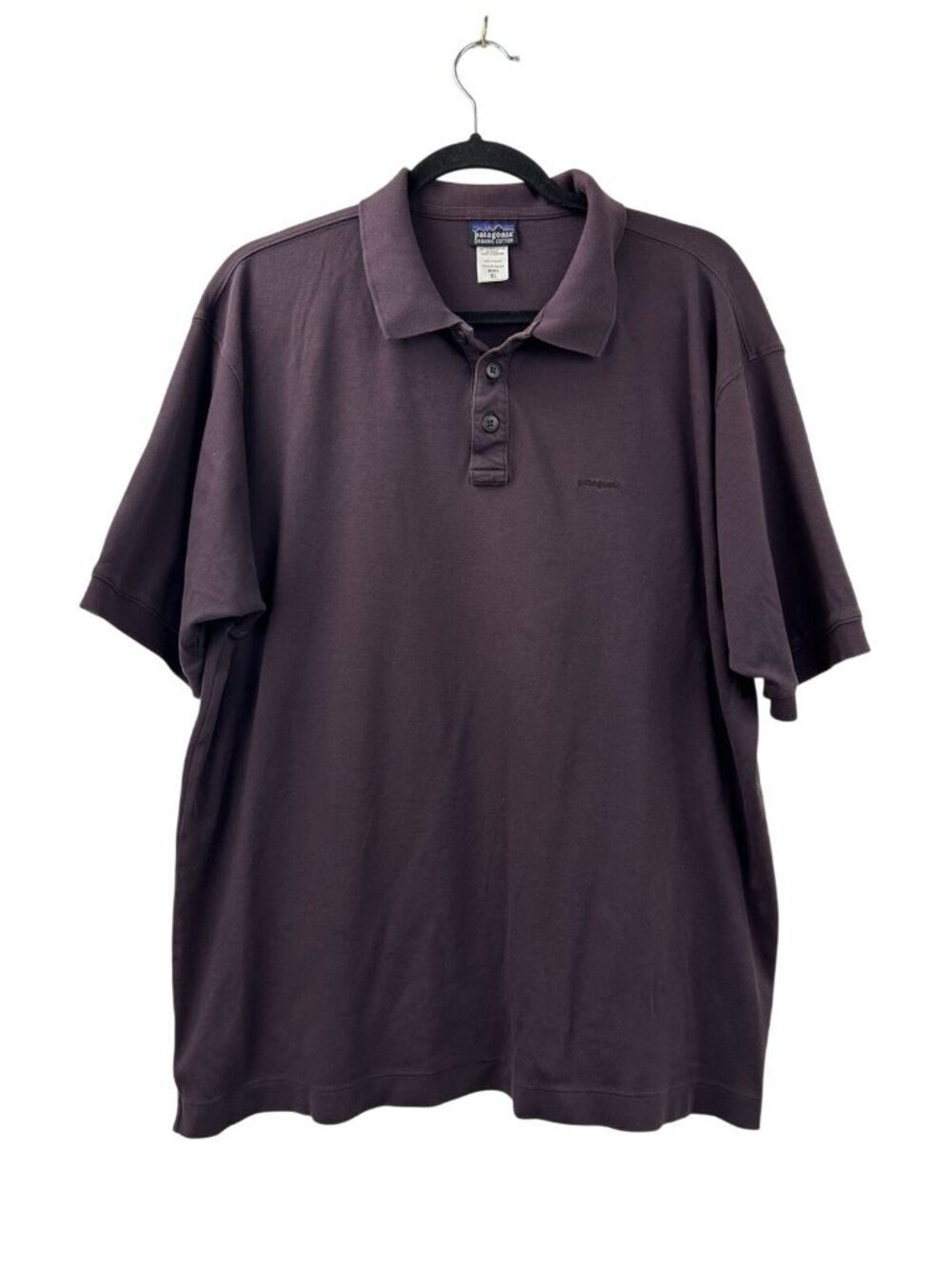 VTG Patagonia Polo Shirt Men's XL Purple Short Sleeve Organic Cotton Collared